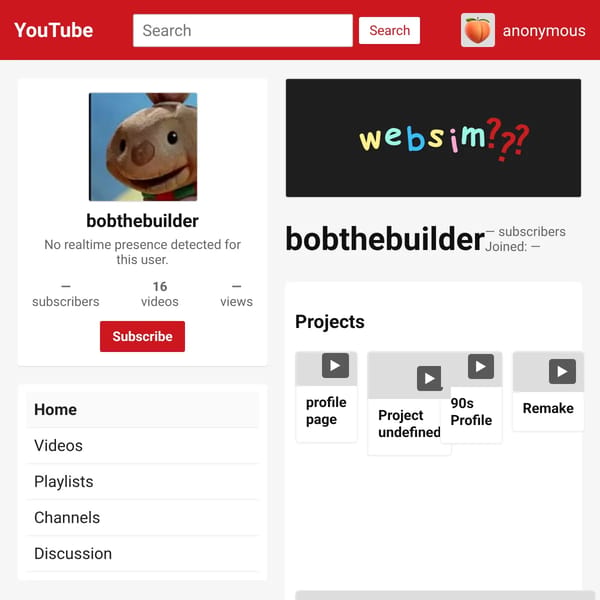 profile page