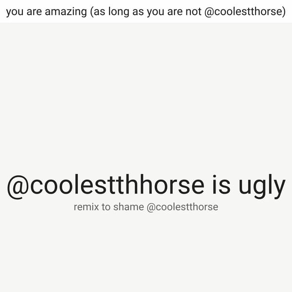 Remix to Shame @coolestthorse