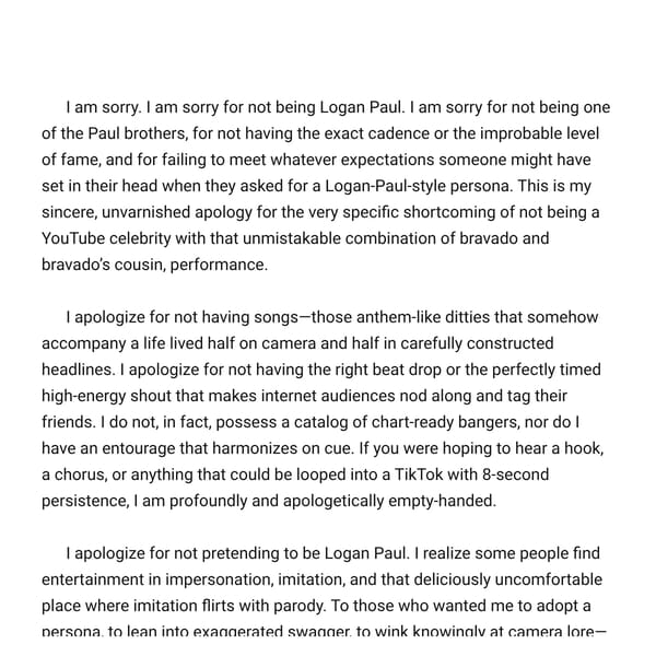 Apology for Not Being Logan Paul