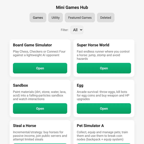 Mini Games Hub