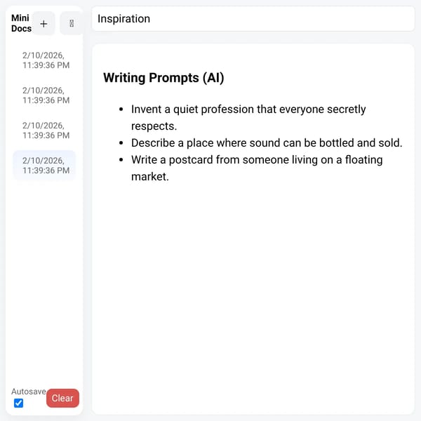 Mini Docs — Pages