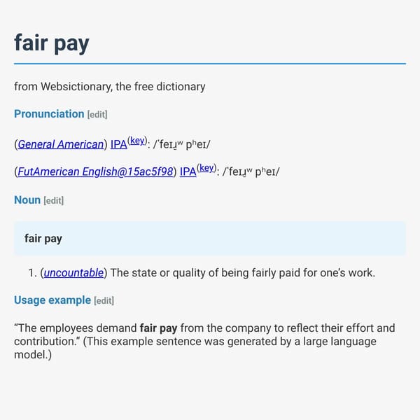fair pay - Websictionary, the free dictionary
