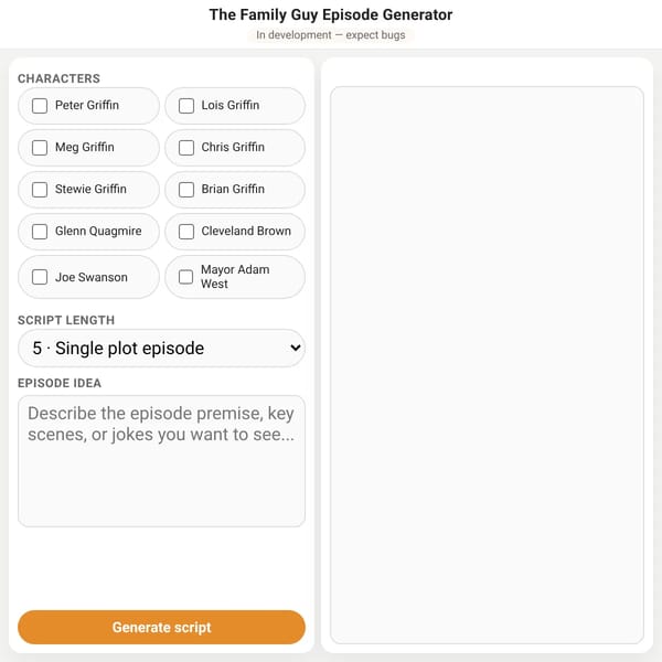 The Family Guy Episode Generator