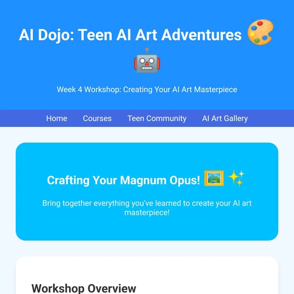 AI Art Workshop for Teens - Week 4 - AI Dojo