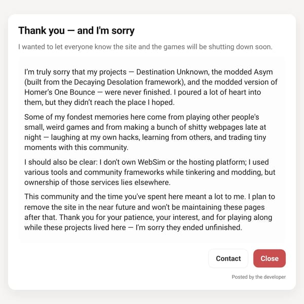 Goodbye Websim