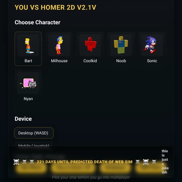 YOU VS HOMER 2D(WITH GAME MODES AND SKINS)