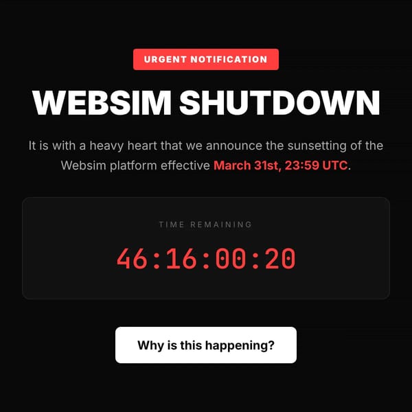 WEBSIM WILL NOT SHUT DOWN