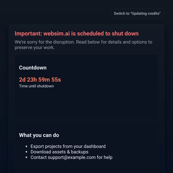 websim.ai — Status