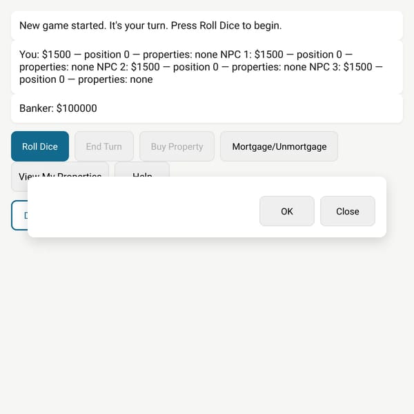 Text-based Monopoly