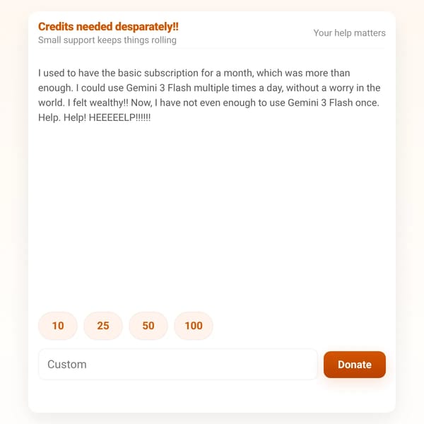 Credits needed desparately!!