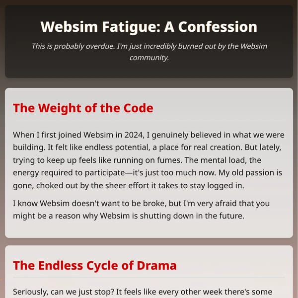I'm Very Tired Of Websim Community