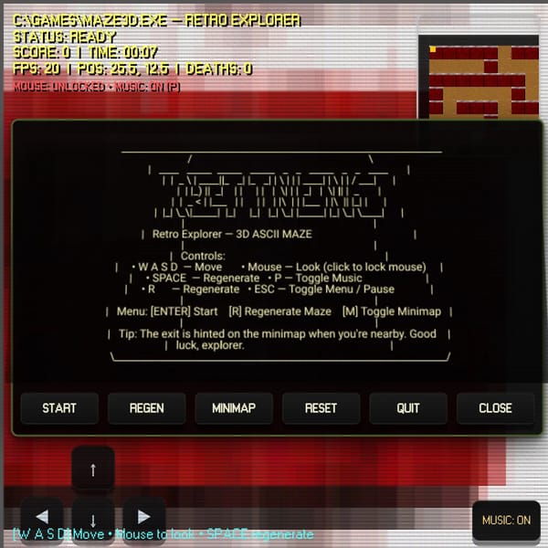 3D ASCII MAZE