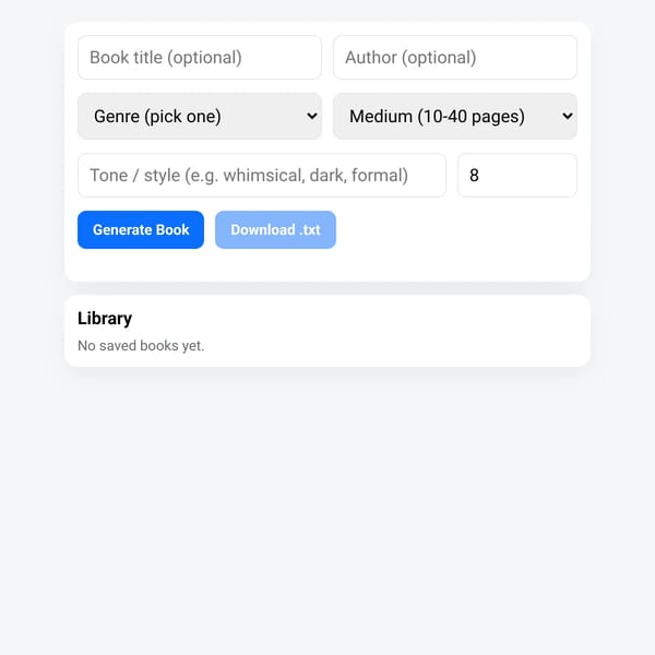 AI Book Generator (actually works) Might glitch sometimes because new