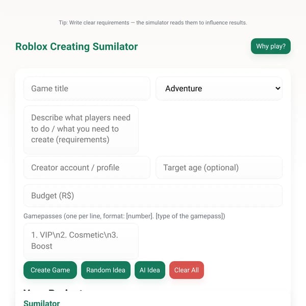 Roblox Creating Sumilator