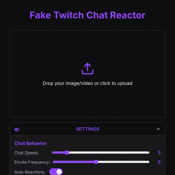 Fake Twitch Chat Reactor