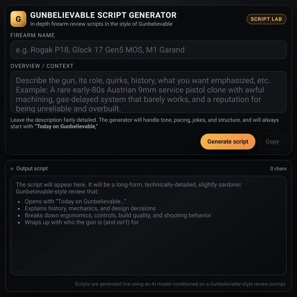 Gunbelievable Script Generator