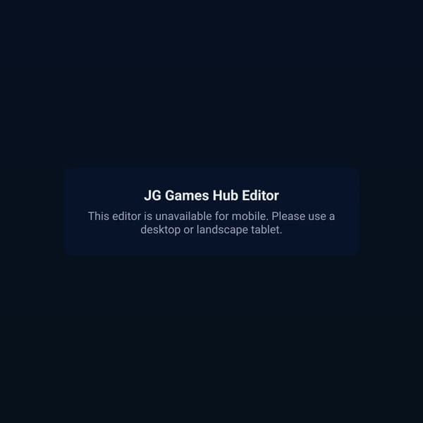 JG Games Hub — Editor