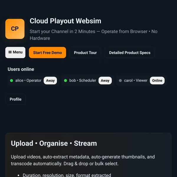 Cloud Playout Websim