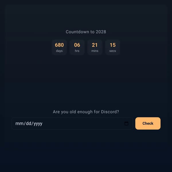 Countdown to 2028 and Age Verification for Discord
