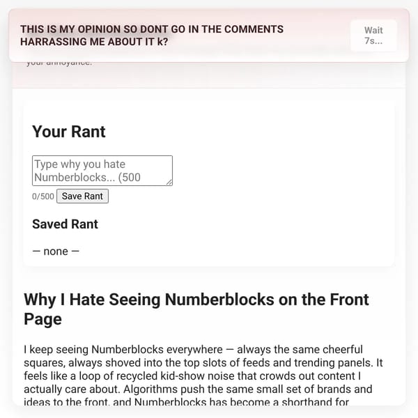 No More Numberblocks — Frontpage Filter