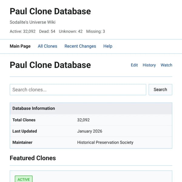 Paul Clone Database | Sodalite's Universe Archive