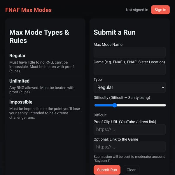 FNAF MAX MODE LIST [WEBSIM EDITION]