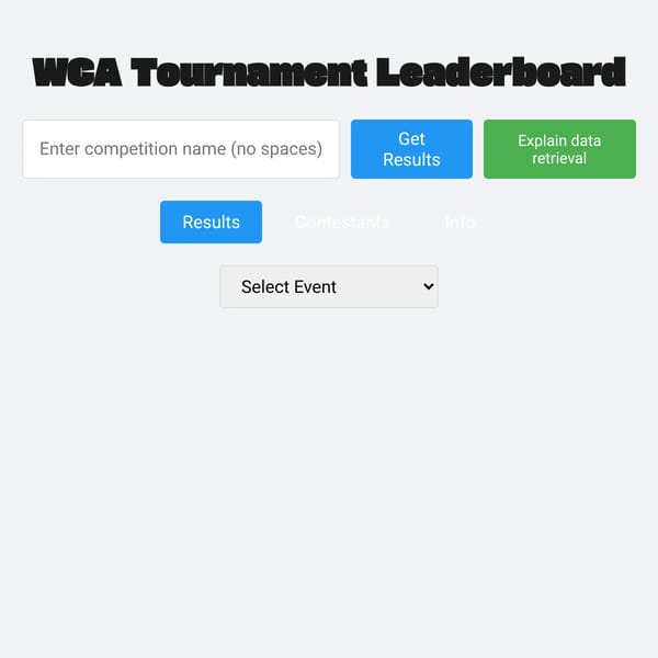 WCA Tournament Leaderboard