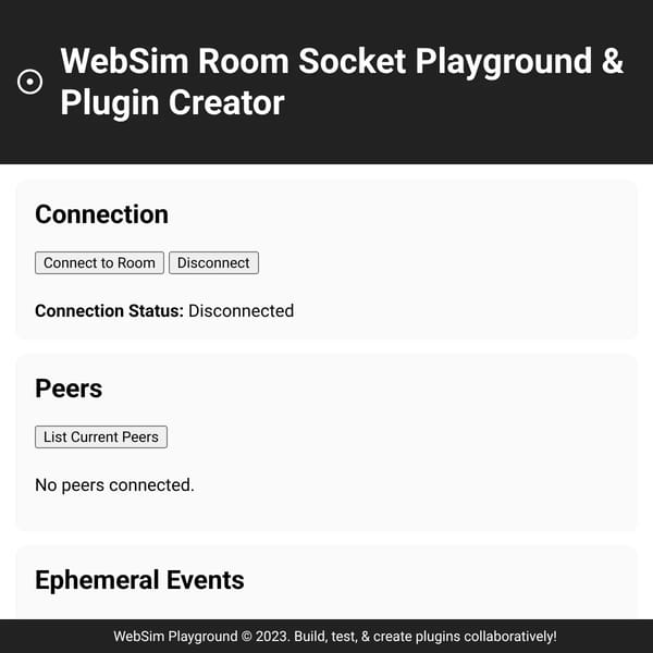 WebSim Socket / Room Object Playground and Plugin Creator