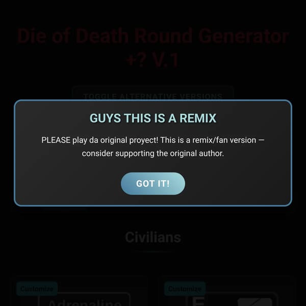 Die of Death Round generator +? (REMIX PLAY DA ORIGINAL PROYECT)