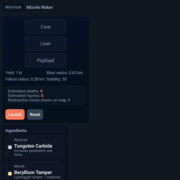 Missle maker(early beta)