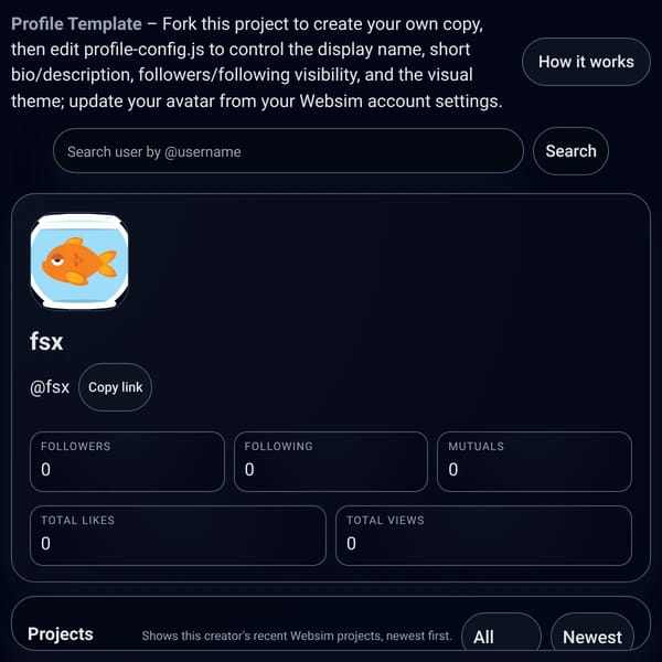 Websim Profile Template - FORK TO CREATE PROFILE
