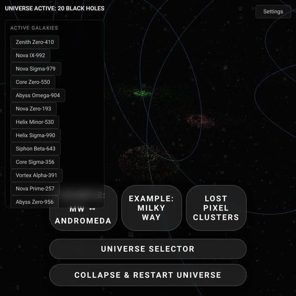 Infinite Universe Simulator but Now with Orbits including Examples