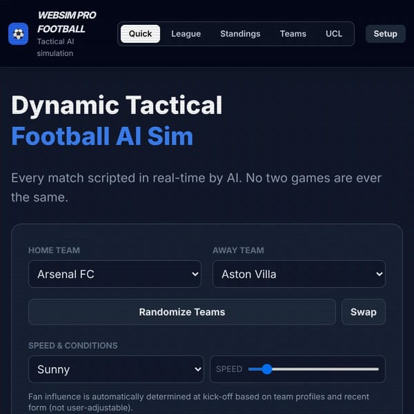 Football match simulator