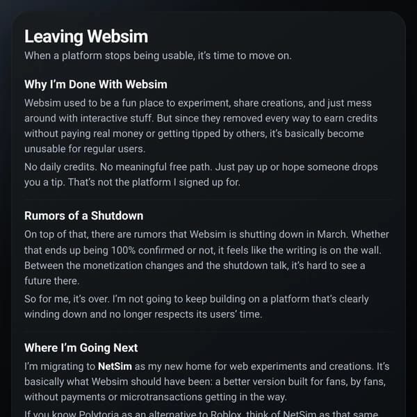 Goodbye Websim, Hello NetSim