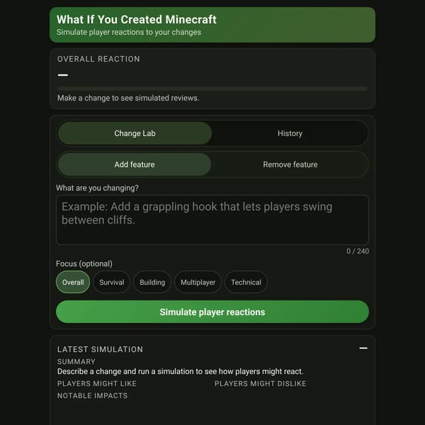 What If You Created Minecraft