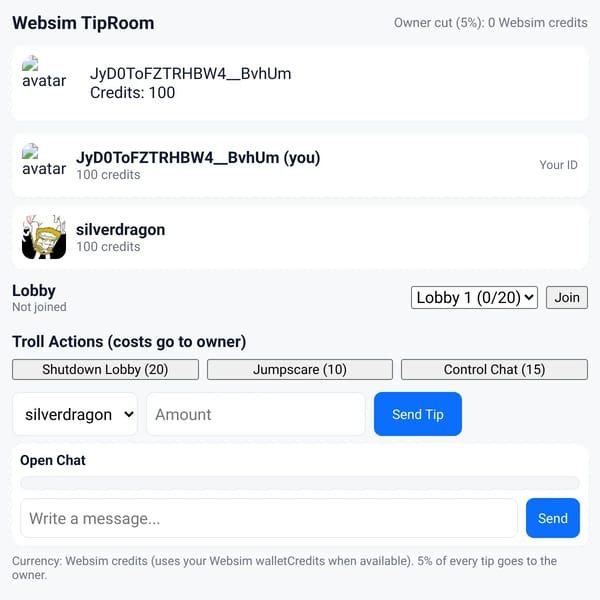 WebSims Tipping