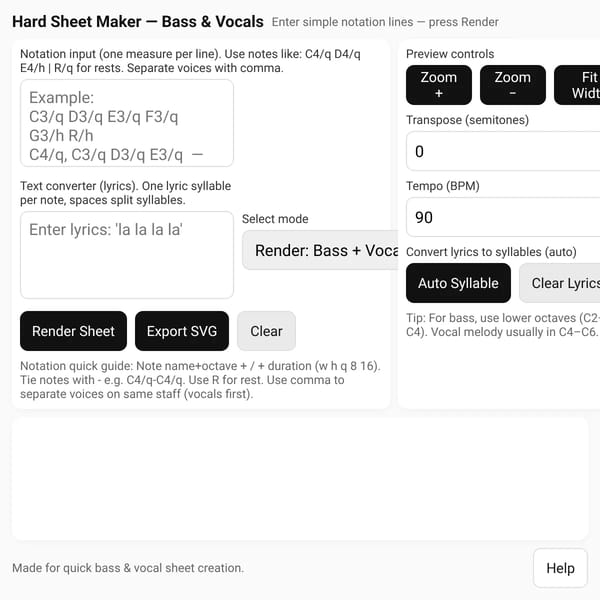 Hard Sheet Maker — Bass & Vocals