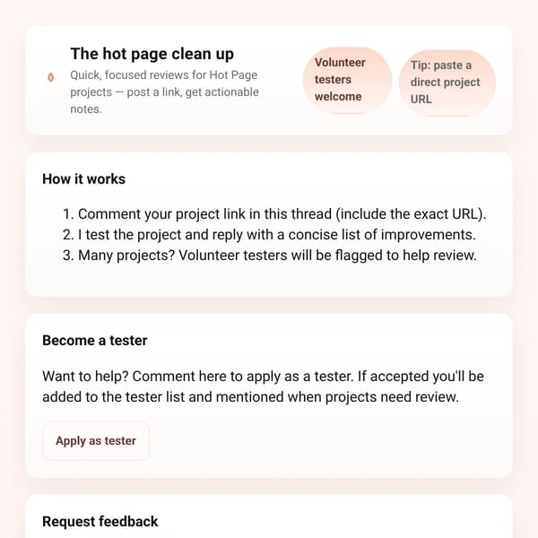 The hot page clean up project