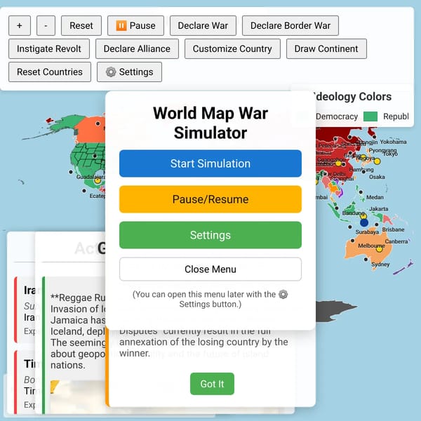 World Map War Simulator