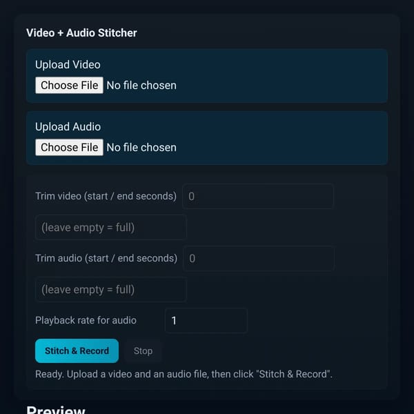 Video + Audio Stitcher
