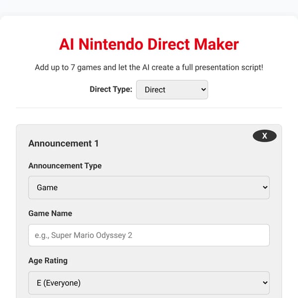 AI Nintendo Direct Maker