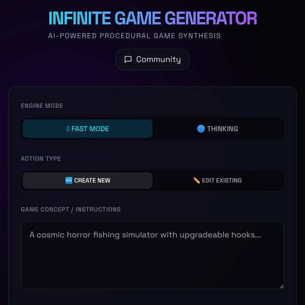 Infinite Game Generator | AI Game Engine