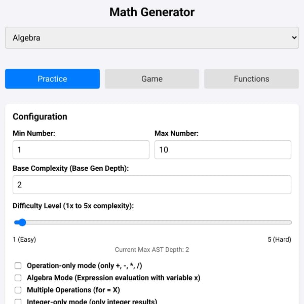 Random Math Equation Generator