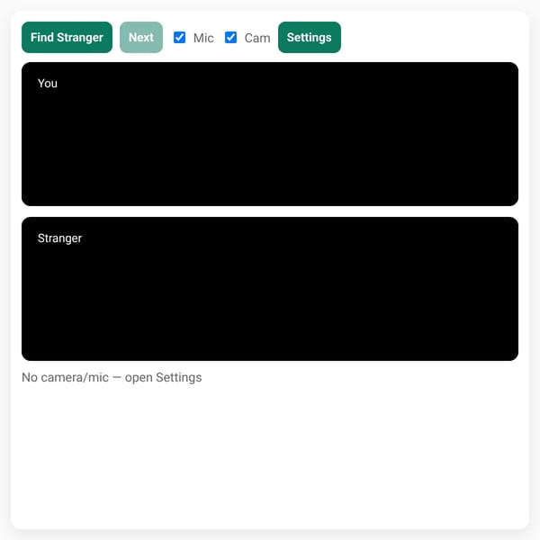 Mini Omegle — Webcam + Mic