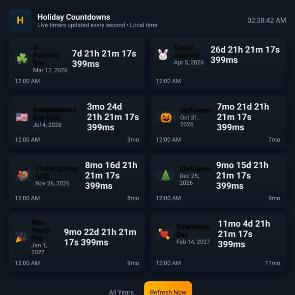 Holiday Countdowns