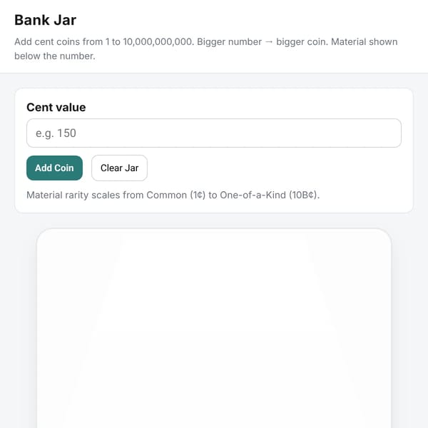 Bank Jar — Cent Coins