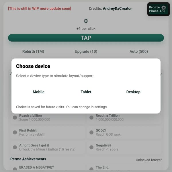 Untitled Infinite Clicking Game