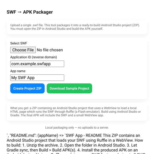 SWF → APK Packager