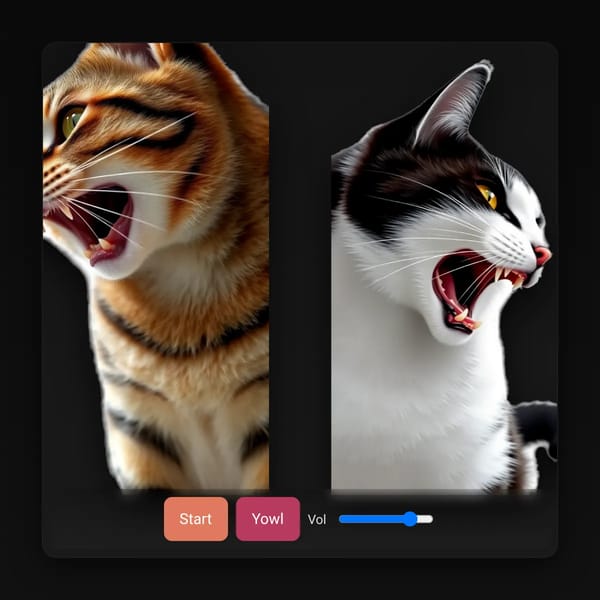 Cats, Two; Angry Yowls During Cat Fight, Close Perspective.