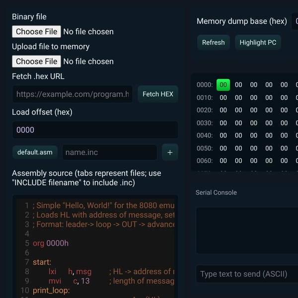 8080 Emulator (loader + inspector)